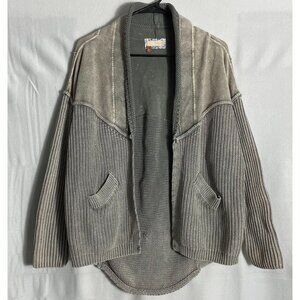 Anthropologie Taupe Gray Open-Front Knit Cardigan